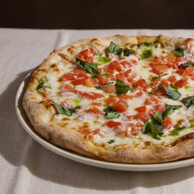 Caprese w/ Prosciutto Pizza.